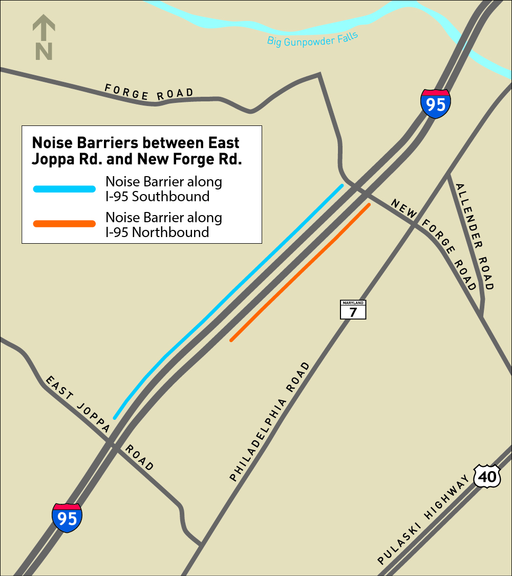 Noise Barriers between East Joppa Rd. and New Forge Rd.