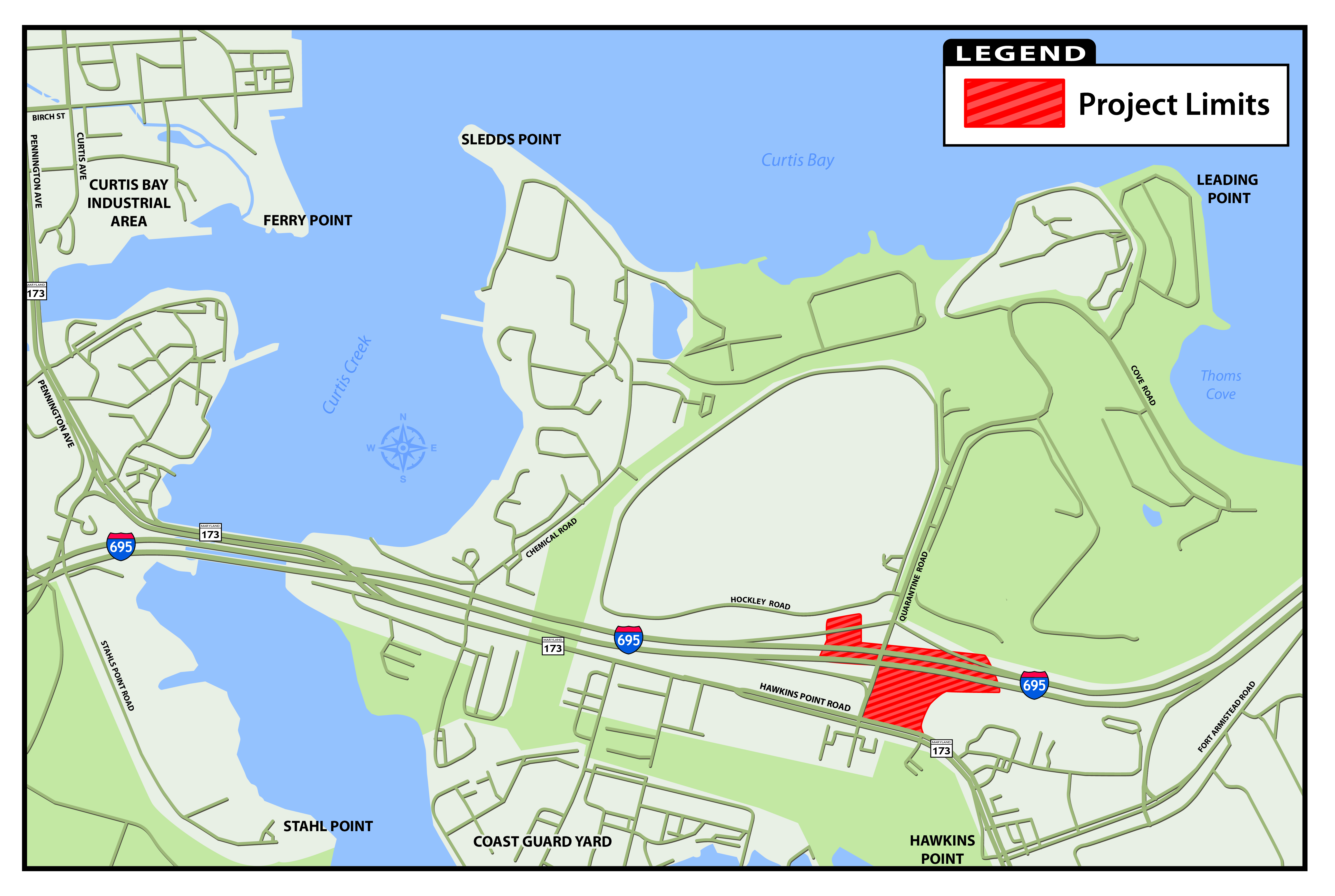 Drainage Improvements of I-695 at Quarantine Road Project Map