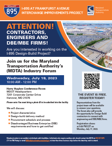 I-895 Industry Forum - Follow link to open the Industry Forum Flyer