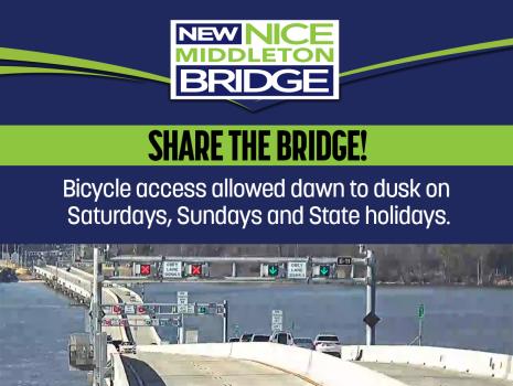 Share the Bridge. MDTA announces bicycle access at Nice/Middleton Bridge
