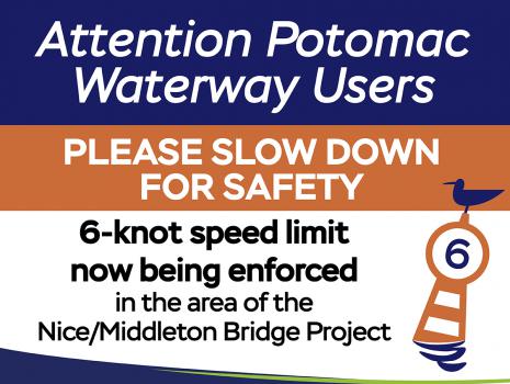 6-knot speed limit now being enforced in the area of the Nice/Middleton Bridge